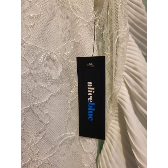 New White Chiffon Lace Ruffle Bow Neck Artsy Western Button Up Top Sz M - Picture 7 of 10